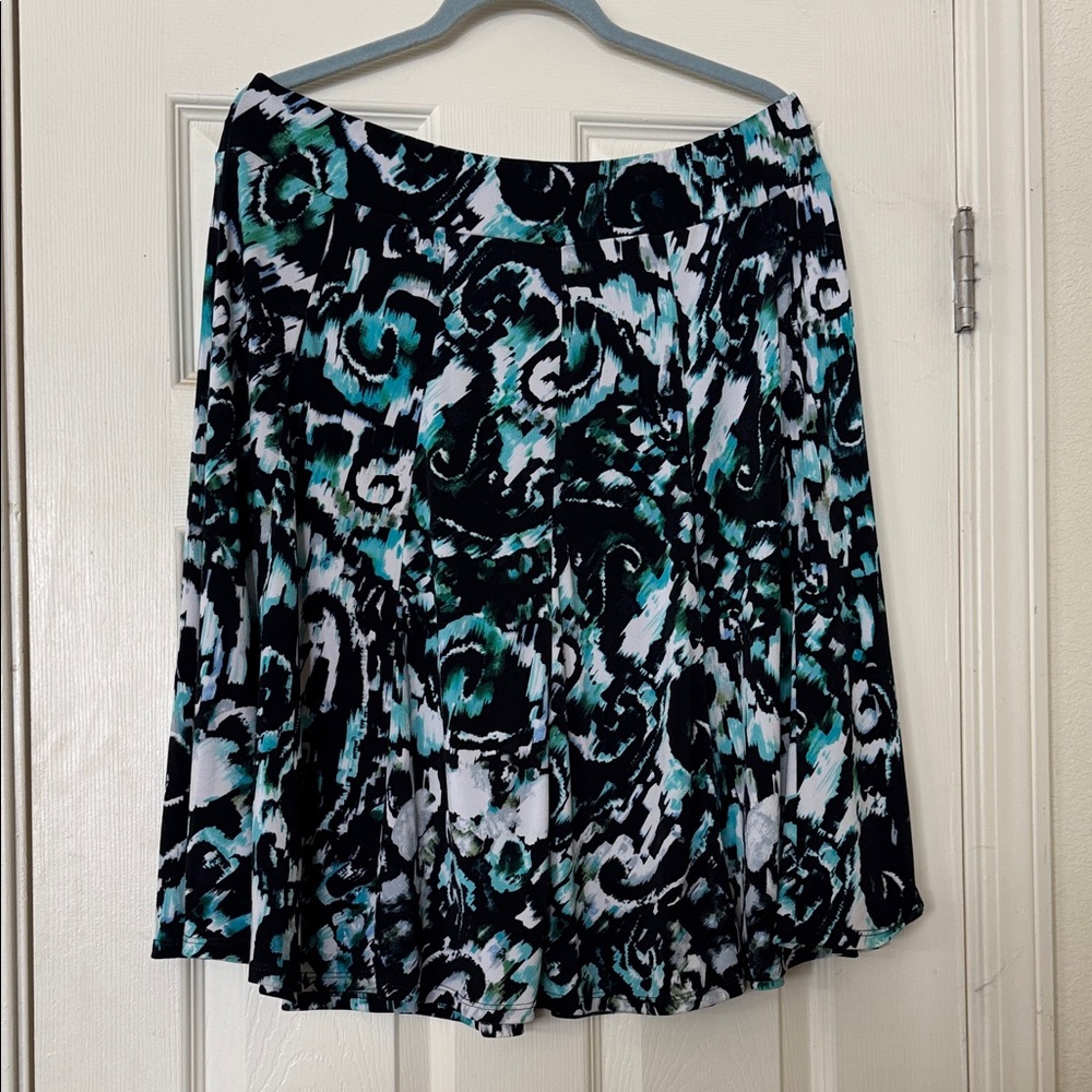 Chic Black and Teal A-Line Skirt